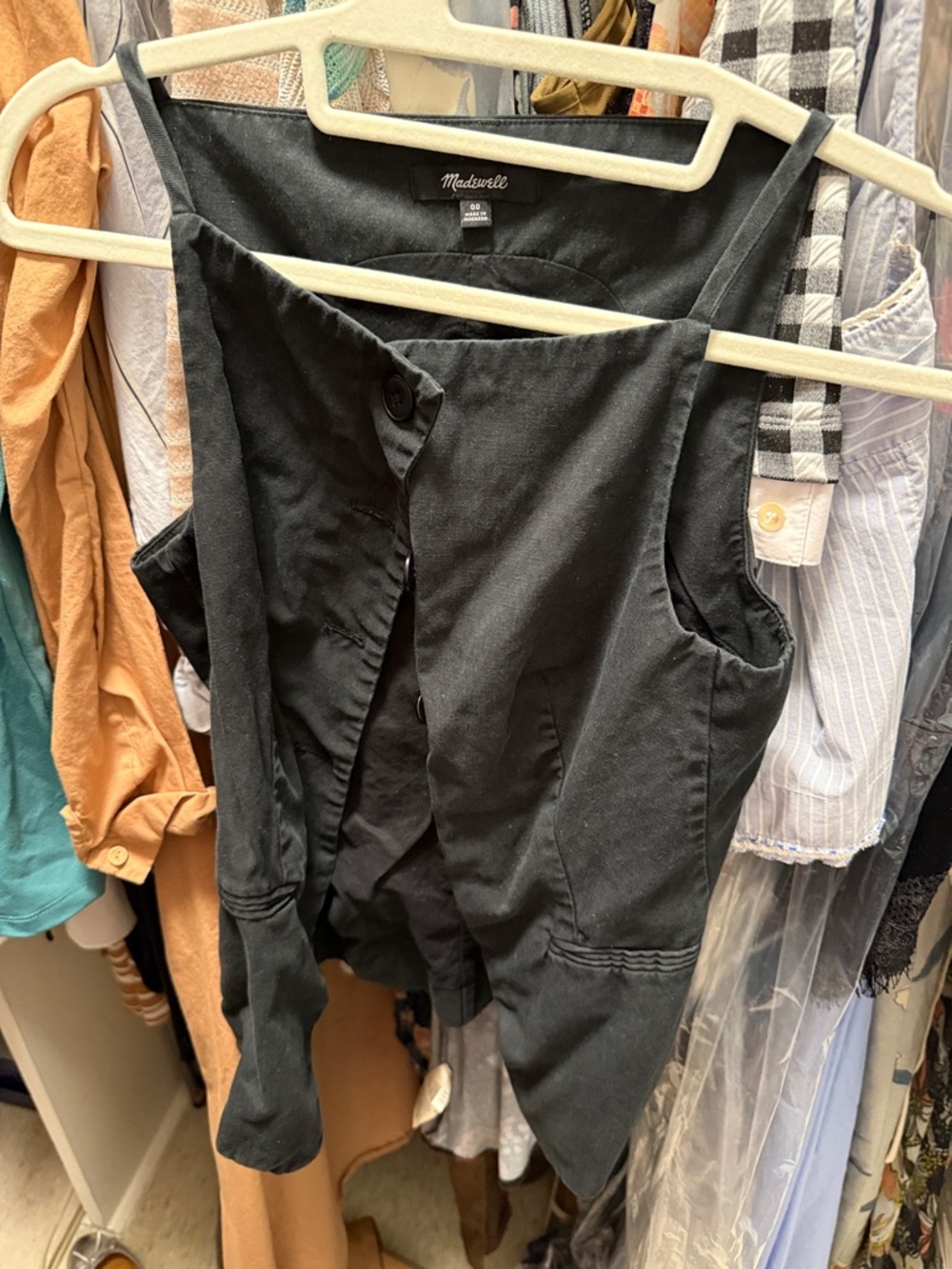 Madewell Black Sleeveless Button-Front Vest